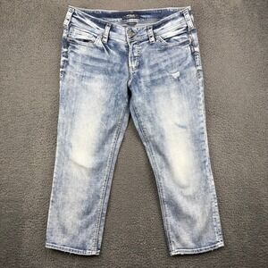 Silver Jeans Suki Capri Jeans Women's W33 L22.5 Light Wash‎ Distressed
